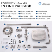 G-Promise 316 Marine Grade Stainless Steel Outdoor Shower Kit - Includes 8--10" Rain Shower Head & Handheld Spray, Wall Mounted, Maximum Corrosion Resistant for Poolside, Backyard, Coastal Homes