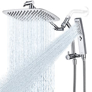 G-Promise All Metal 10 Inch Shower Head with Massage Mode Handheld, Rain Shower Head with Handheld Spray Combo, 3-Way Diverter with Pause Setting, 11 Inch Adjustable Extension Arm (Chrome)